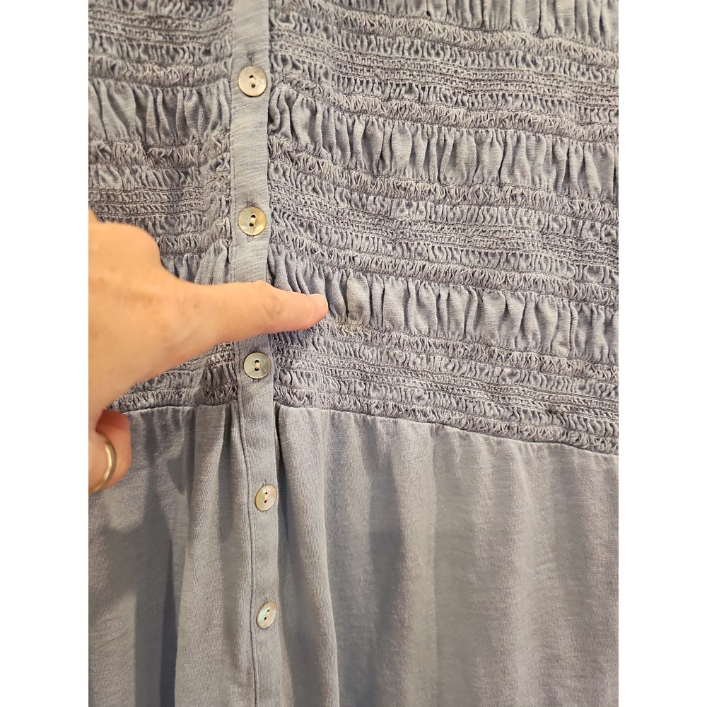 J Jill Button Up Blouse Blue Smocked Pattern 3/4 Sleeves 2XL - Picture 5 of 5